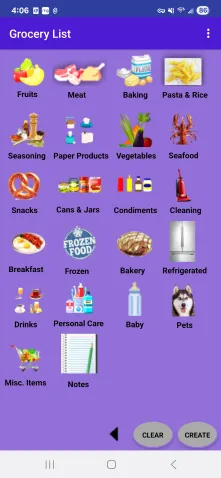 Grocery List Main Screen