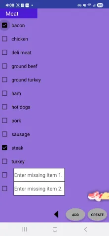 Grocery List Fruits Screen