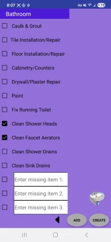 Home Care List Bathroom Screen