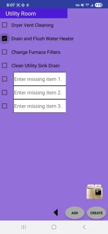 Home Care List Utility Room Screen